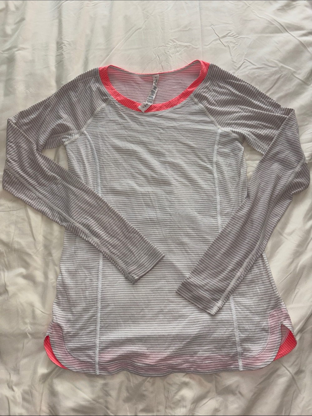 Lululemon Long Sleeve Striped Top with Pink Trim